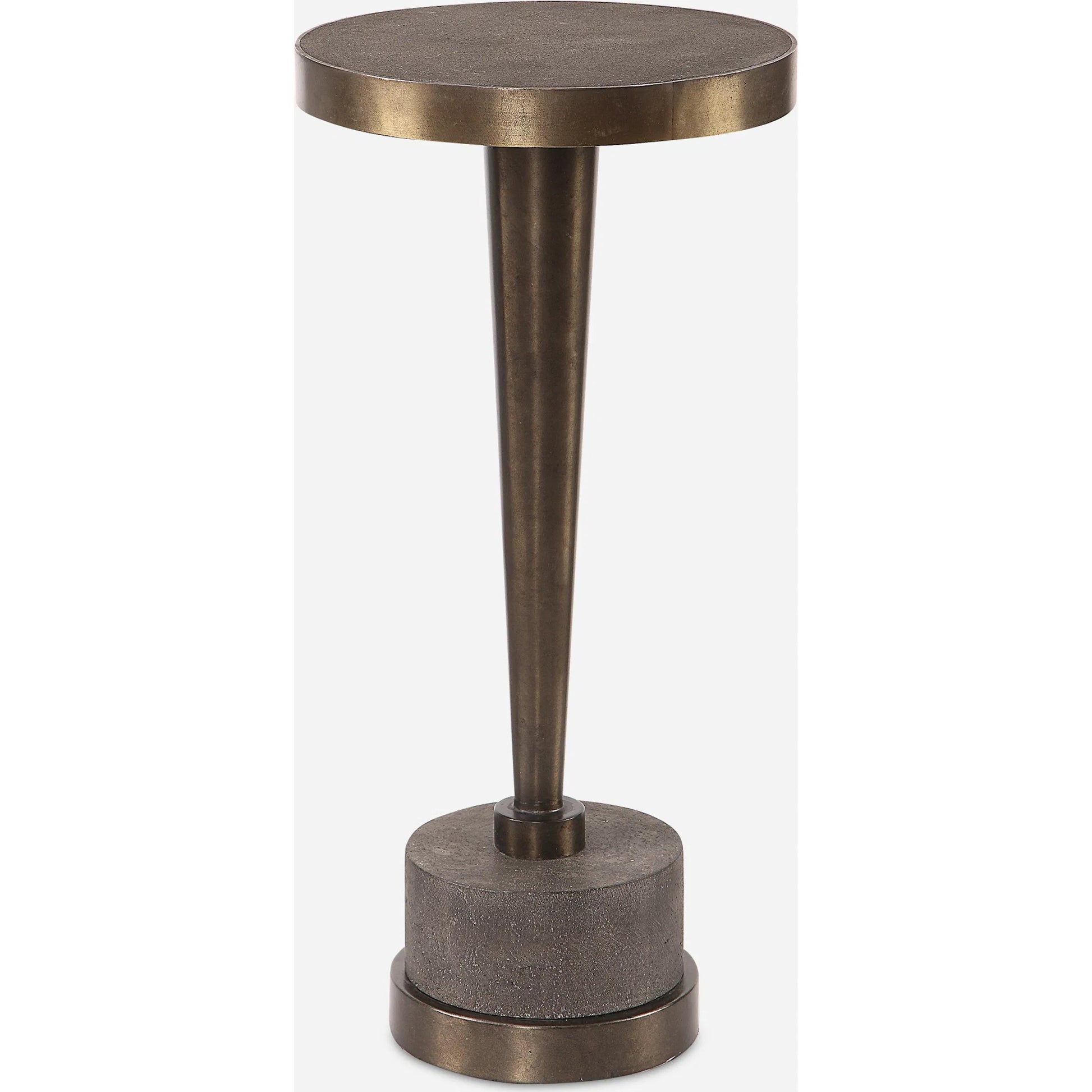 Masika Accent Table by Uttermost in bronze. Made from concrete, metal in a modern style.