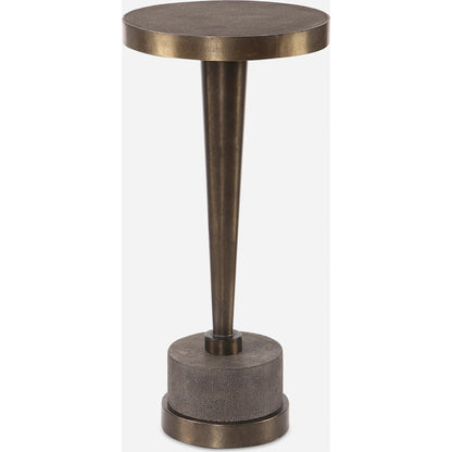 Masika Accent Table by Uttermost in bronze. Made from concrete, metal in a modern style.