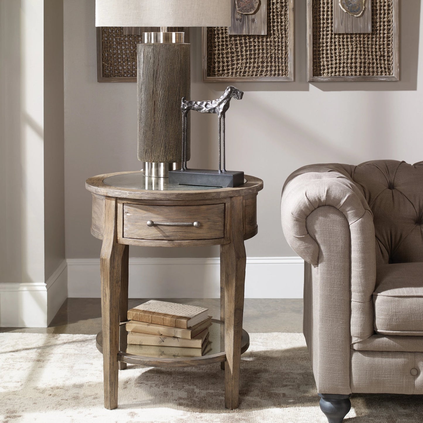 012 S-329018 | Lifestyle | Raelynn Wood Lamp Table by Uttermost. Made from javawood with mdf, plywood carb phase 2 in a traditional style.