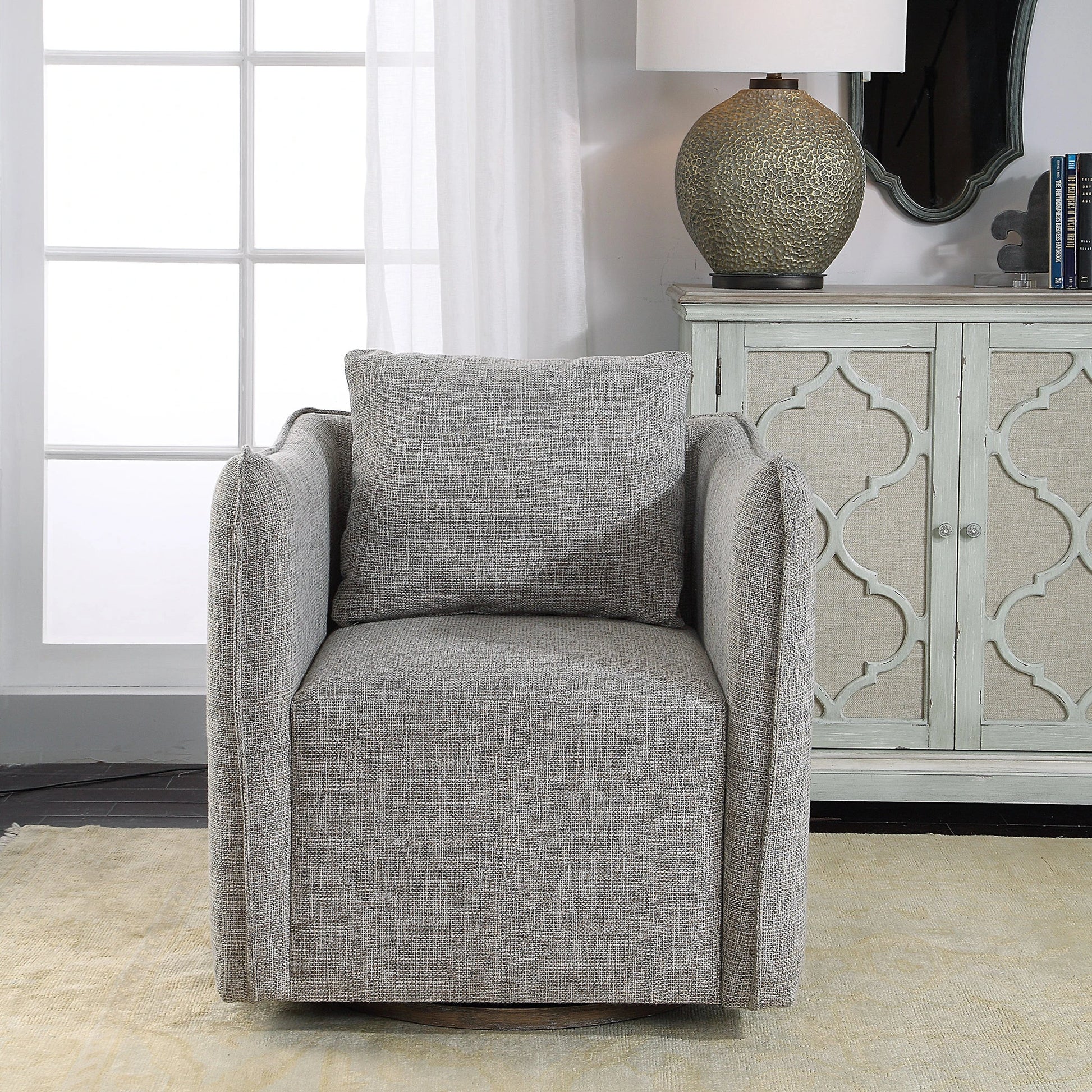Corben Swivel Chair by Uttermost. Made from unique in a modern style.