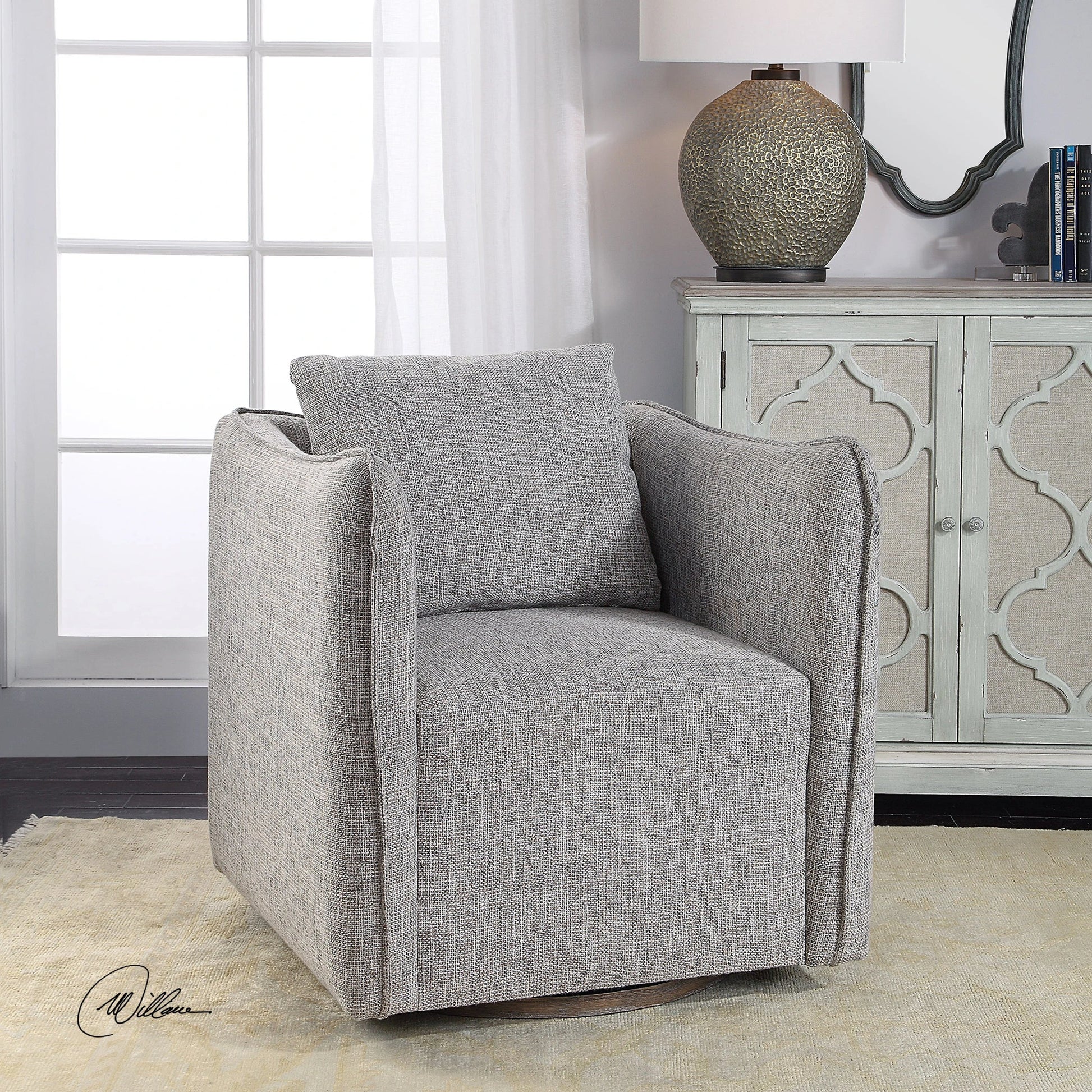 Corben Swivel Chair by Uttermost. Made from unique in a modern style.