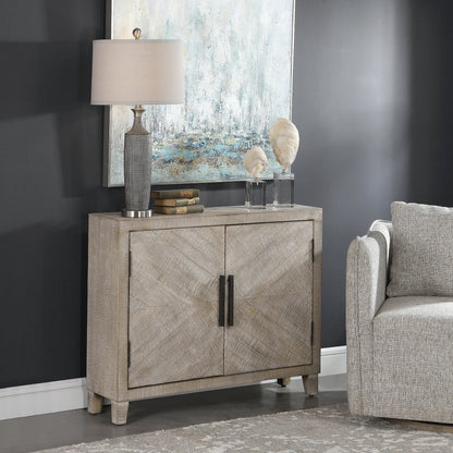 Adalind White Washed Accent Cabinet by Uttermost in white. Made from fir wood, iron, mdf in a modern style.