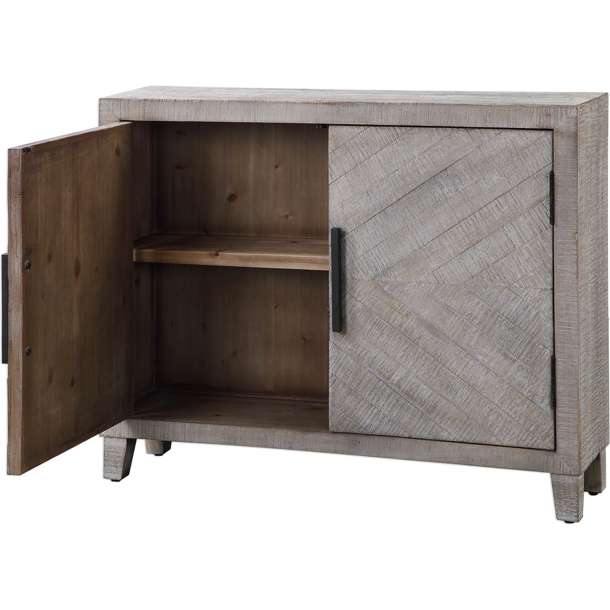 Adalind White Washed Accent Cabinet by Uttermost in white. Made from fir wood, iron, mdf in a modern style.