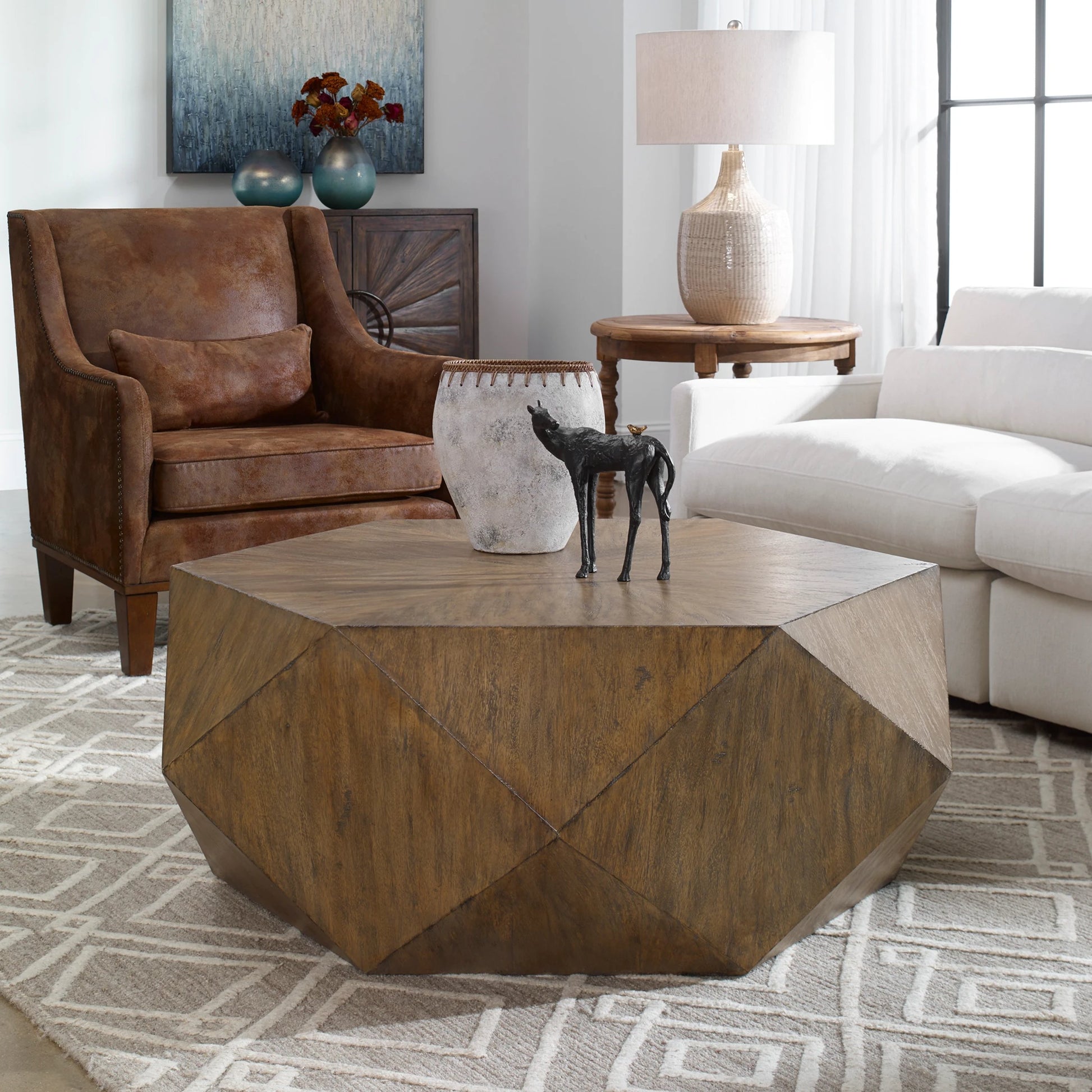 Volker Honey Coffee Table by Uttermost. Made from mdf carb phase 2 with javawood in a modern style.