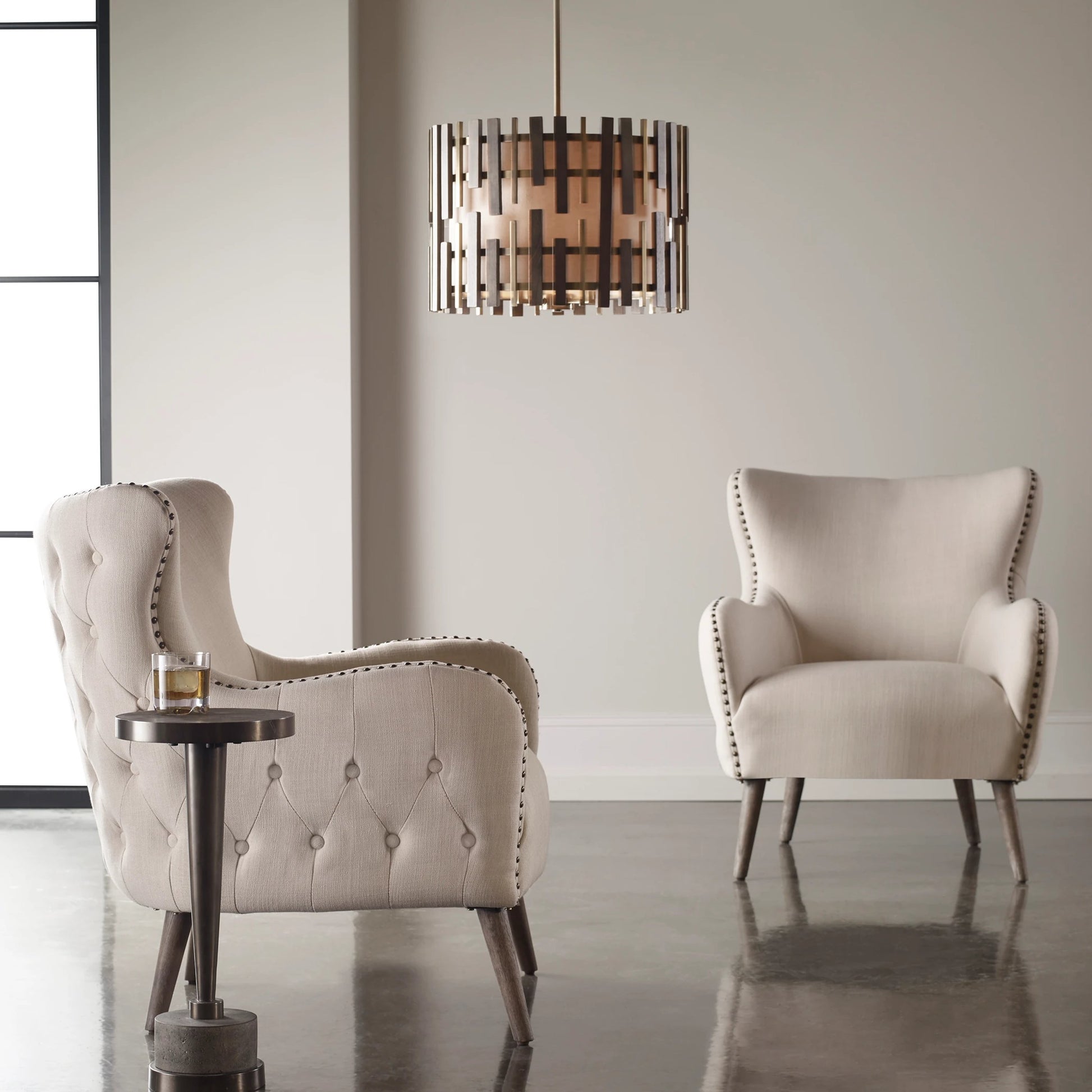Donya Accent Chair by Uttermost. Made from fabric, foam, oak, plywood in a transitional style.