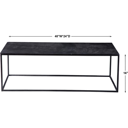 Coreene Coffee Table by Uttermost in aged black, antique bronze. Made from aluminum, iron in a modern style.