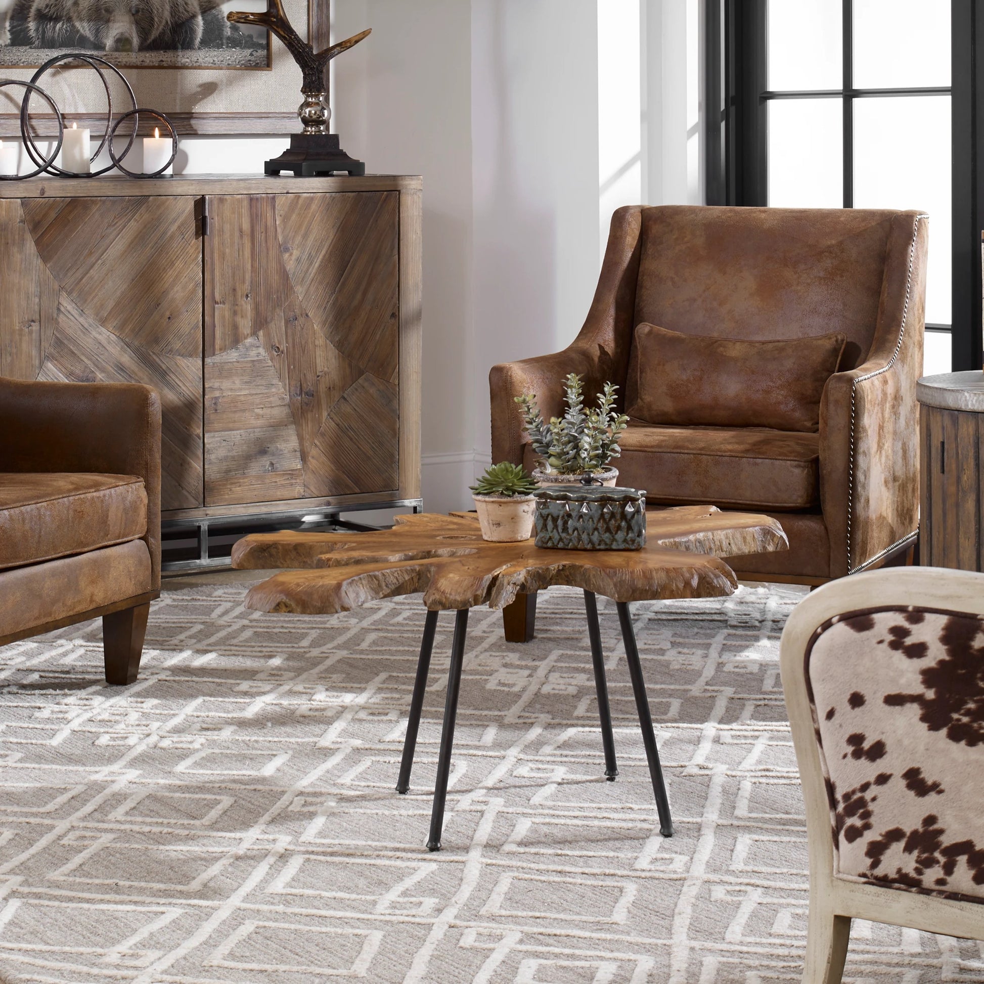 Kravitz Accent Table by Uttermost. Made from teak wood with metal iron in a eclectic & global style.