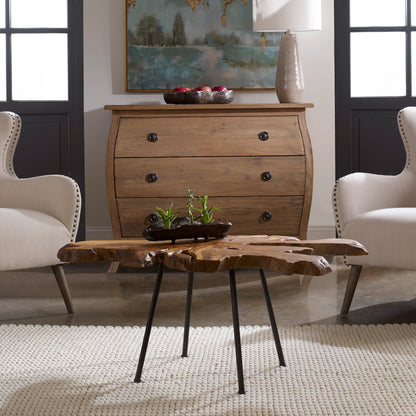 Kravitz Accent Table by Uttermost. Made from teak wood with metal iron in a eclectic & global style.