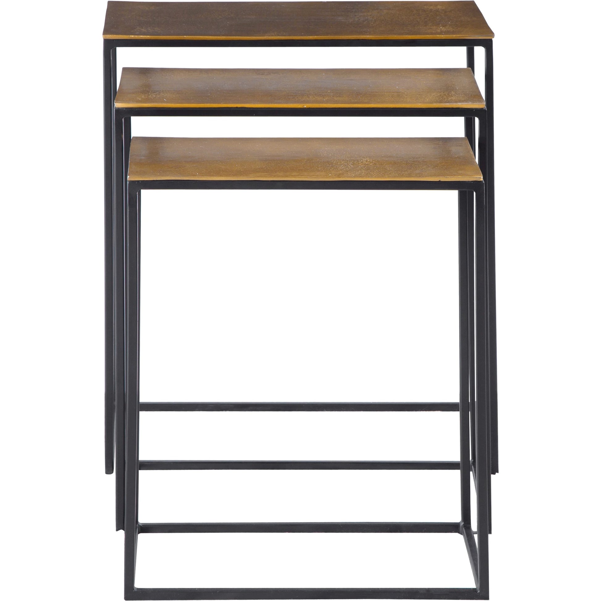 Coreene Nesting Tables by Uttermost in gold. Made from aluminum, iron in a modern style.
