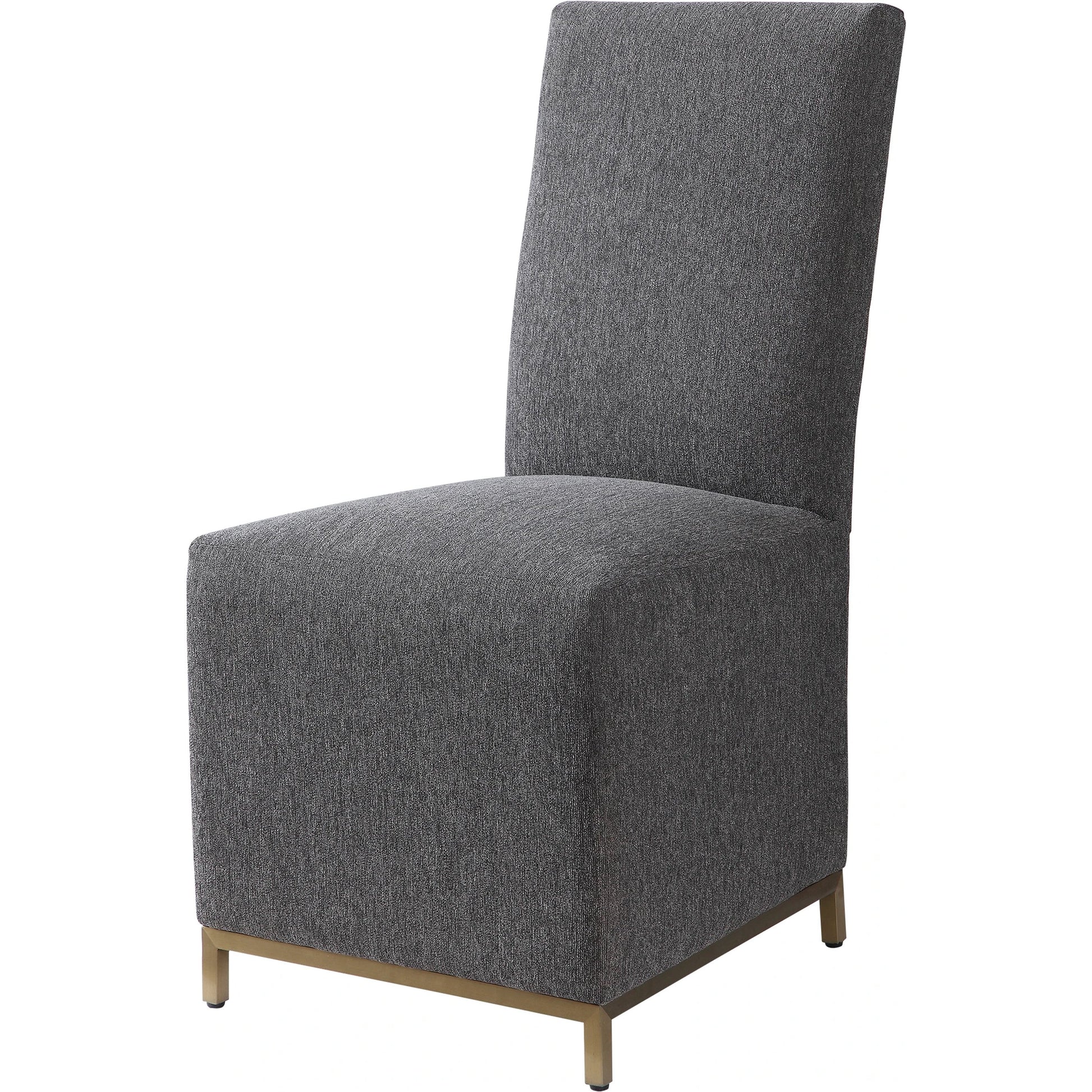 Gerard Armless Chair (Set of 2) by Uttermost in charcoal. Made from hard wood, stainless steel, fabric, foam in a modern style.