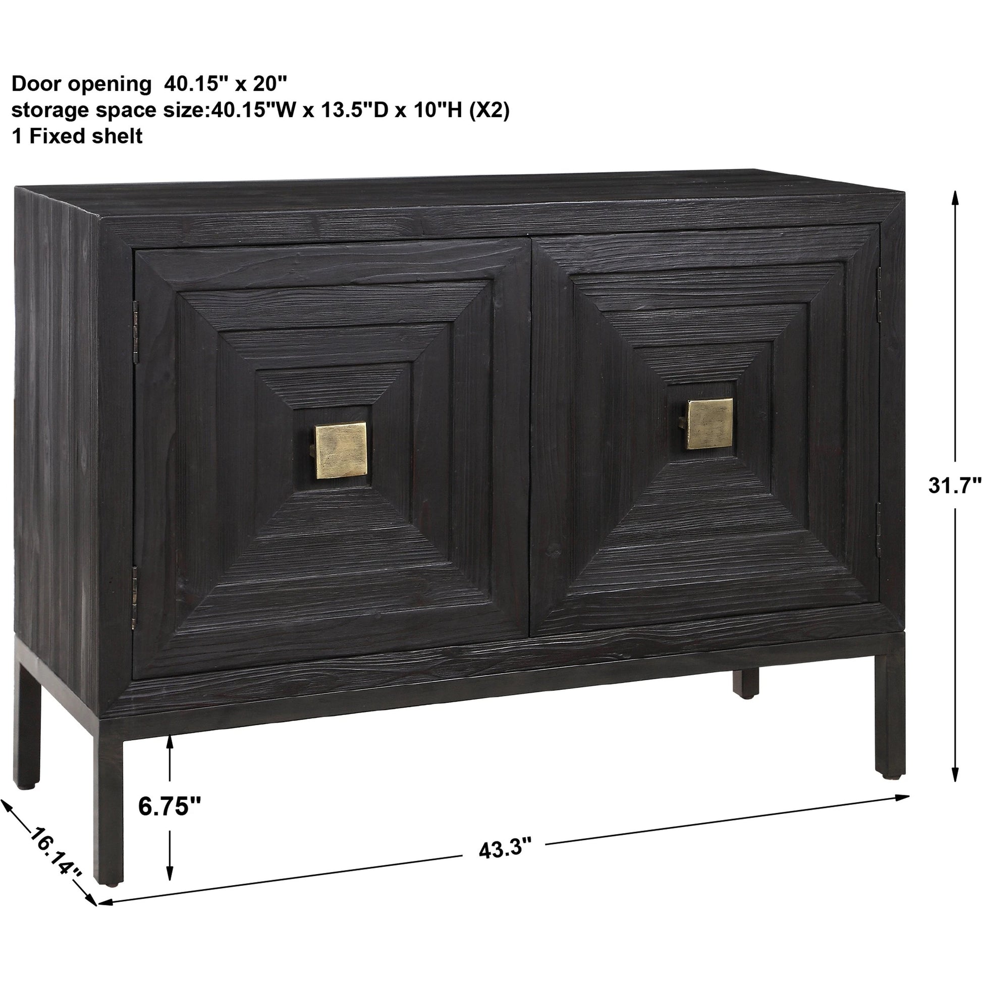 Aiken 2-Door Cabinet by Uttermost in walnut. Made from fir, iron, mdf in a transitional style.