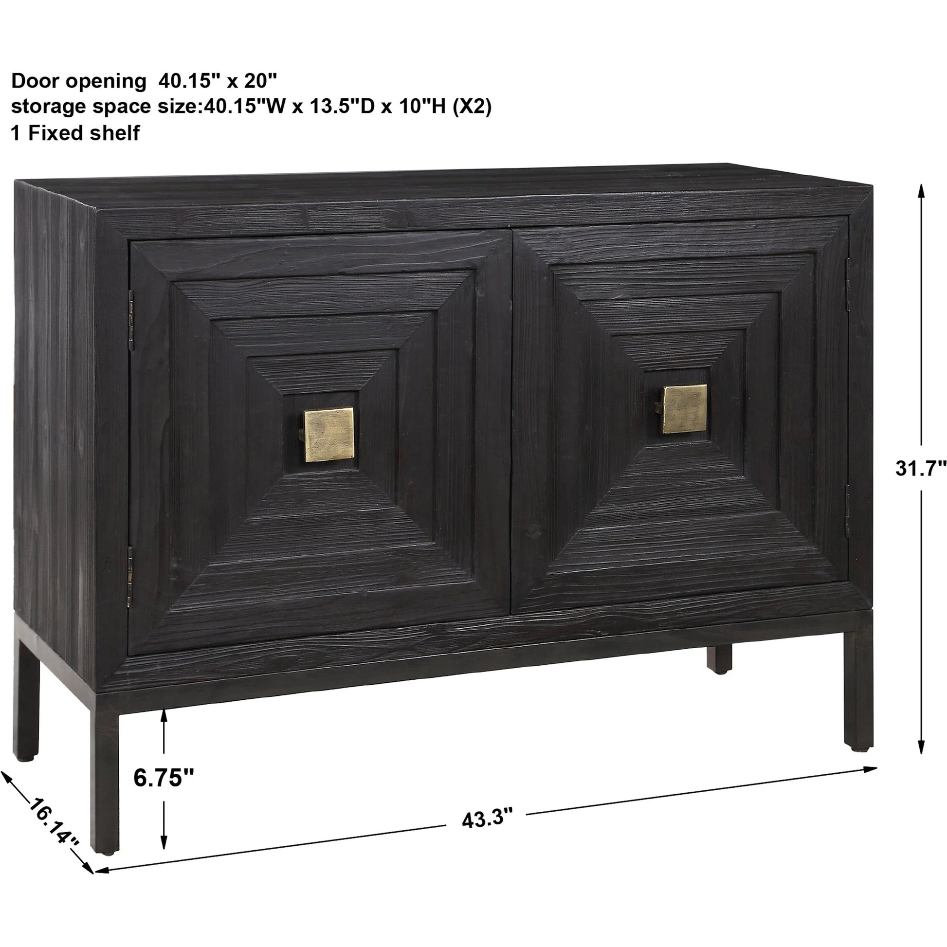 Aiken 2-Door Cabinet by Uttermost in walnut. Made from fir, iron, mdf in a transitional style.