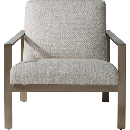 Wills Contemporary Accent Chair by Uttermost. Made from stainless steel, plywood, foam, fabric in a modern style.