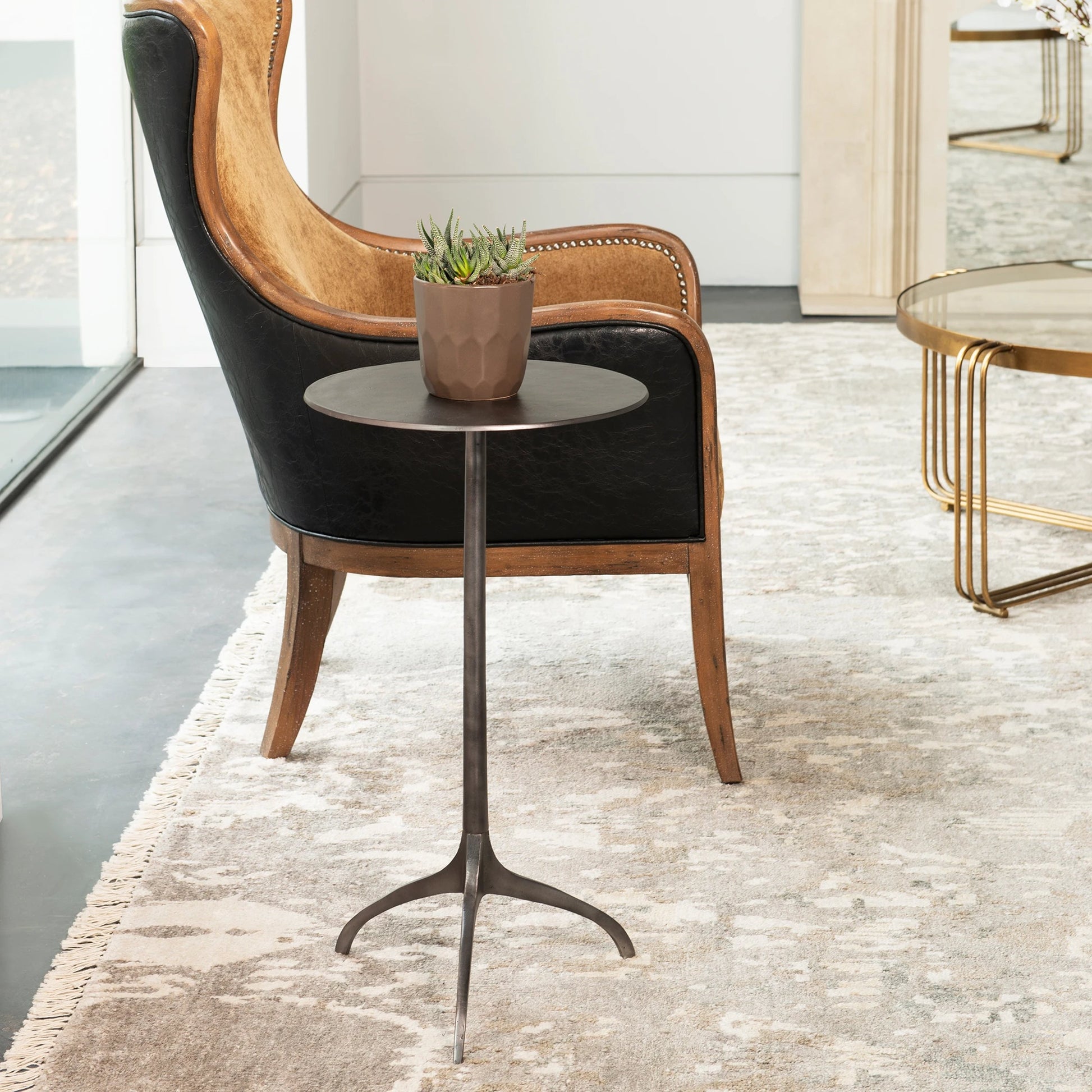 Beacon Industrial Accent Table by Uttermost. Made from aluminum in a eclectic & global style.