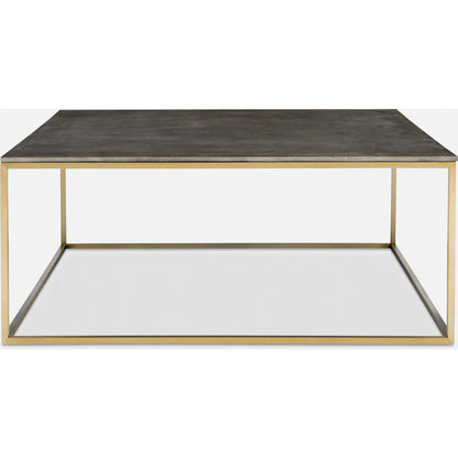 Trebon Modern Coffee Table by Uttermost. Made from stainless steel, faux shargreen with wrapped mdf in a modern style.