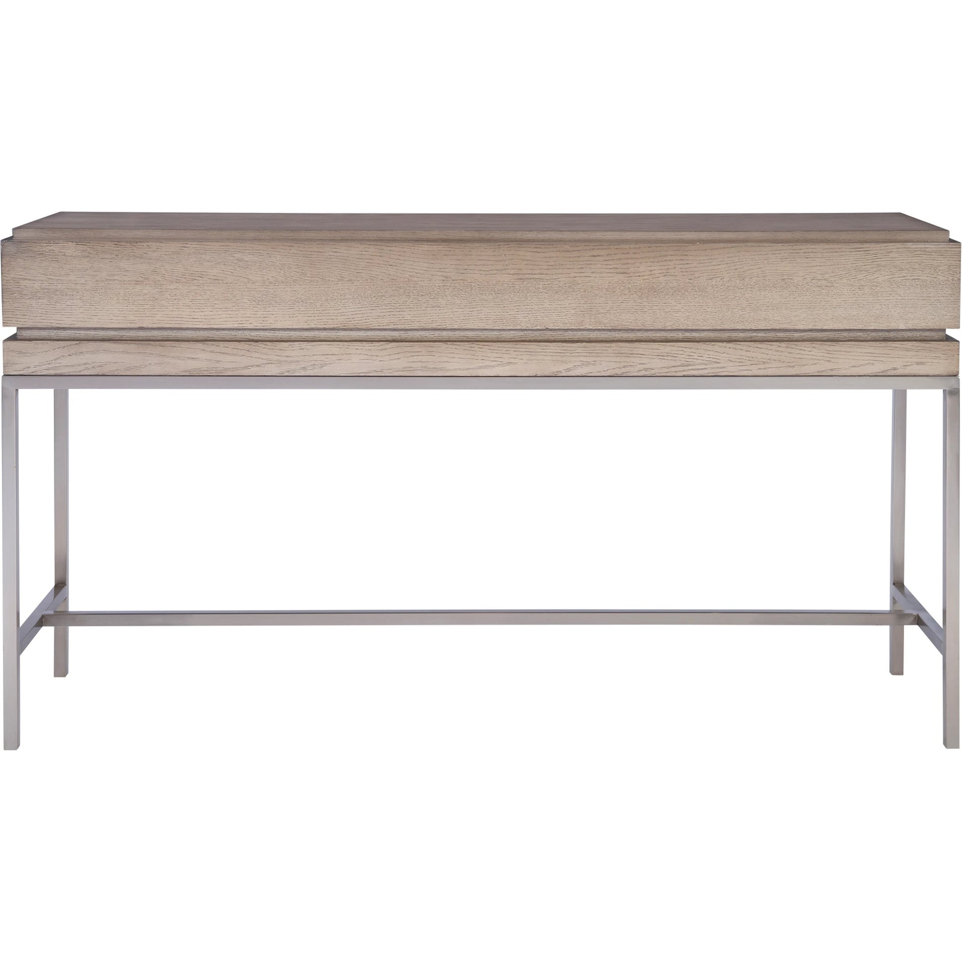 Kamala Console Table by Uttermost in gray. Made from stainless steel, mdf, oak veneer in a modern style.