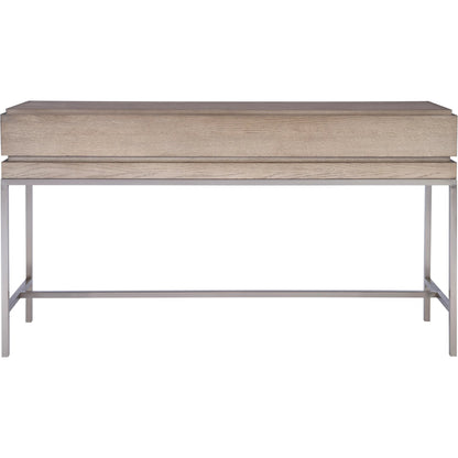 Kamala Console Table by Uttermost in gray. Made from stainless steel, mdf, oak veneer in a modern style.