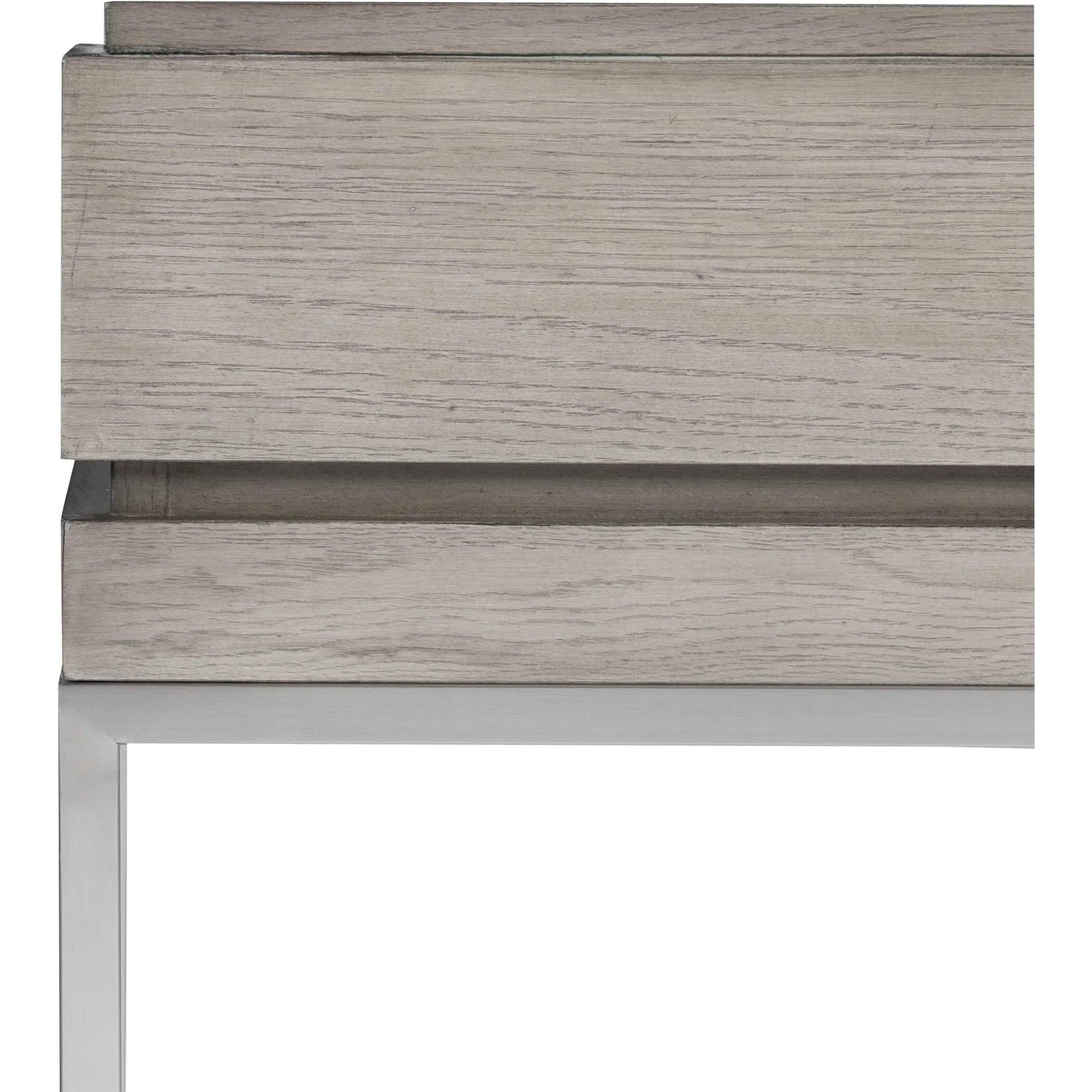 Kamala Console Table by Uttermost in gray. Made from stainless steel, mdf, oak veneer in a modern style.