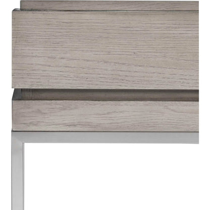 Kamala Console Table by Uttermost in gray. Made from stainless steel, mdf, oak veneer in a modern style.