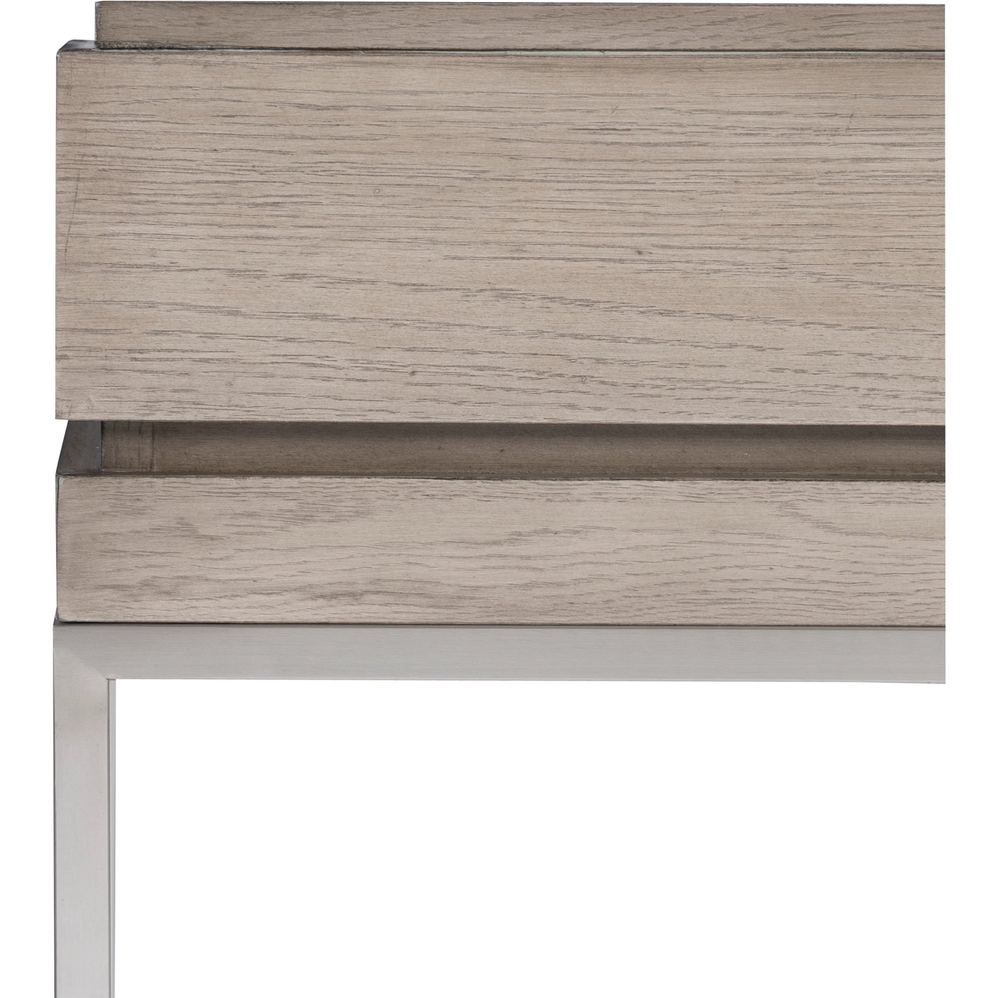 Kamala Console Table by Uttermost in gray. Made from stainless steel, mdf, oak veneer in a modern style.