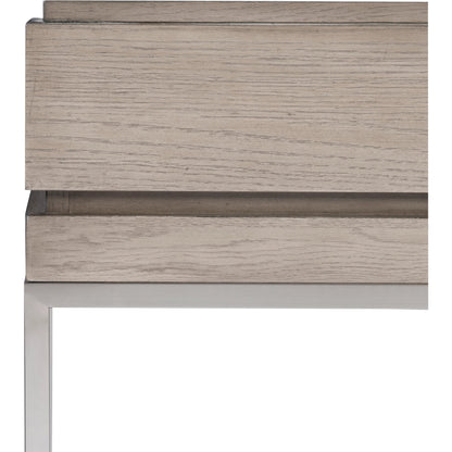 Kamala Console Table by Uttermost in gray. Made from stainless steel, mdf, oak veneer in a modern style.