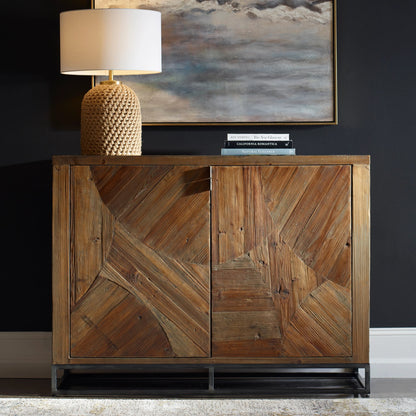 Evros Cabinet by Uttermost. Made from reclaimed fir, plywood, iron in a modern style.