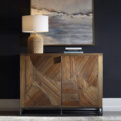 Evros Cabinet by Uttermost. Made from reclaimed fir, plywood, iron in a modern style.