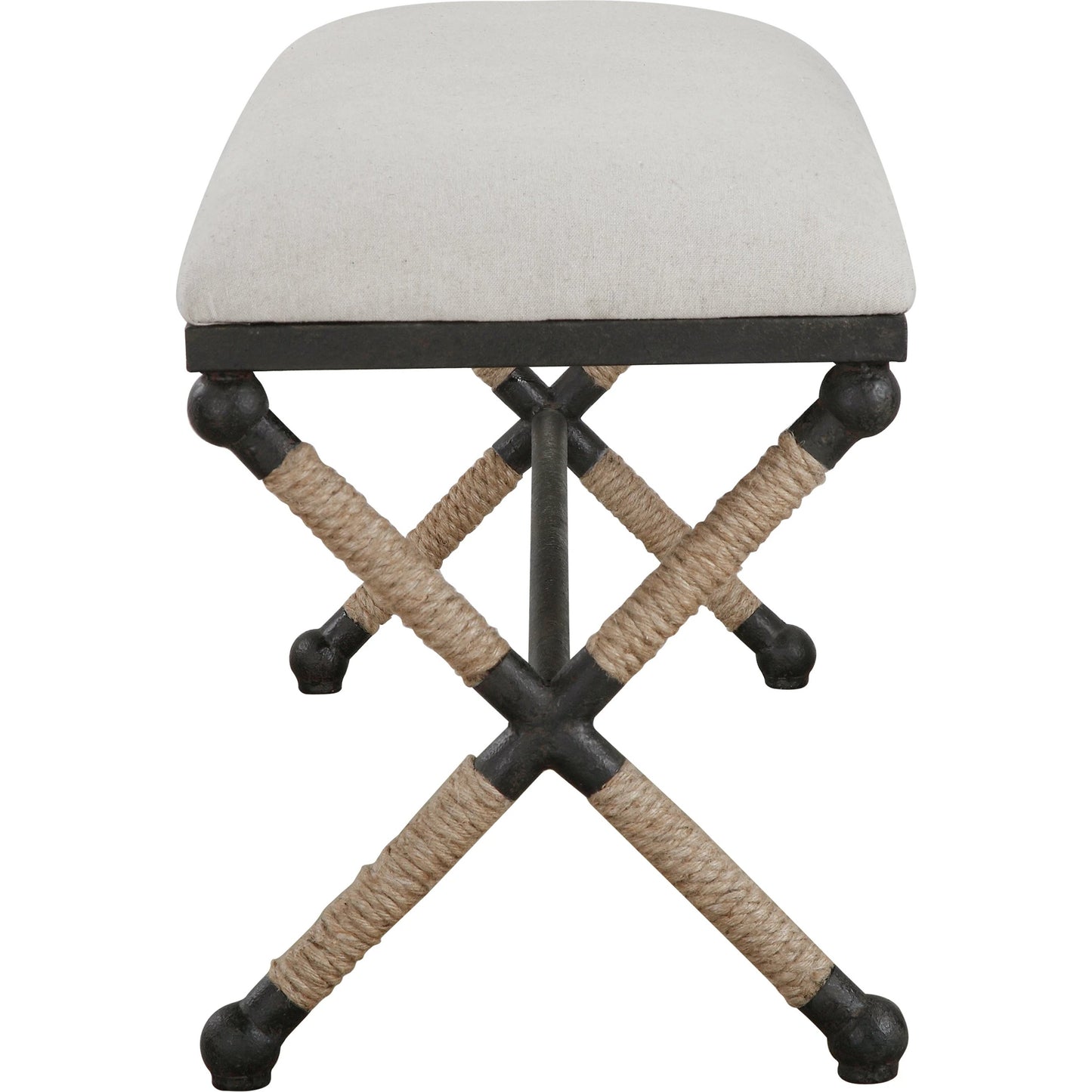 002 SR-766709 | Additional Silo | Firth Bench by Uttermost. Made from iron, mdf, rope, foam, fabric in a coastal style.