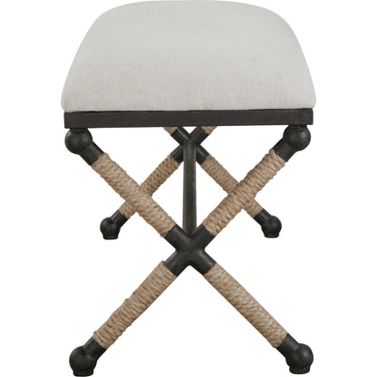 Firth Bench by Uttermost. Made from iron, mdf, rope, foam, fabric in a coastal style.
