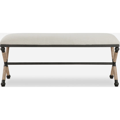 Firth Bench by Uttermost. Made from iron, mdf, rope, foam, fabric in a coastal style.