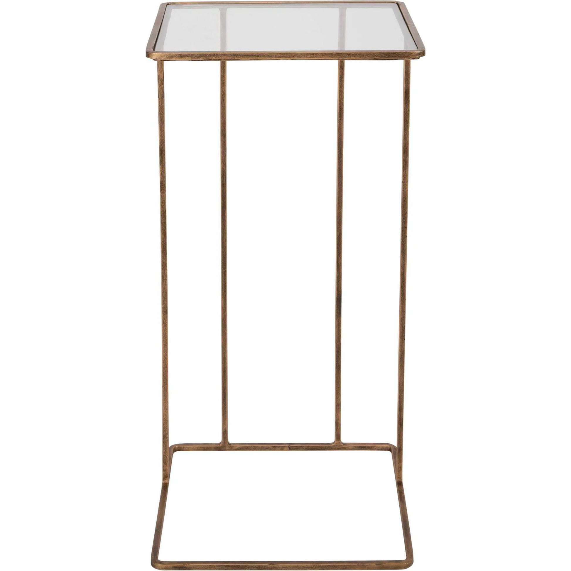 Cadmus Table by Uttermost in gold. Made from iron, glass in a modern style.