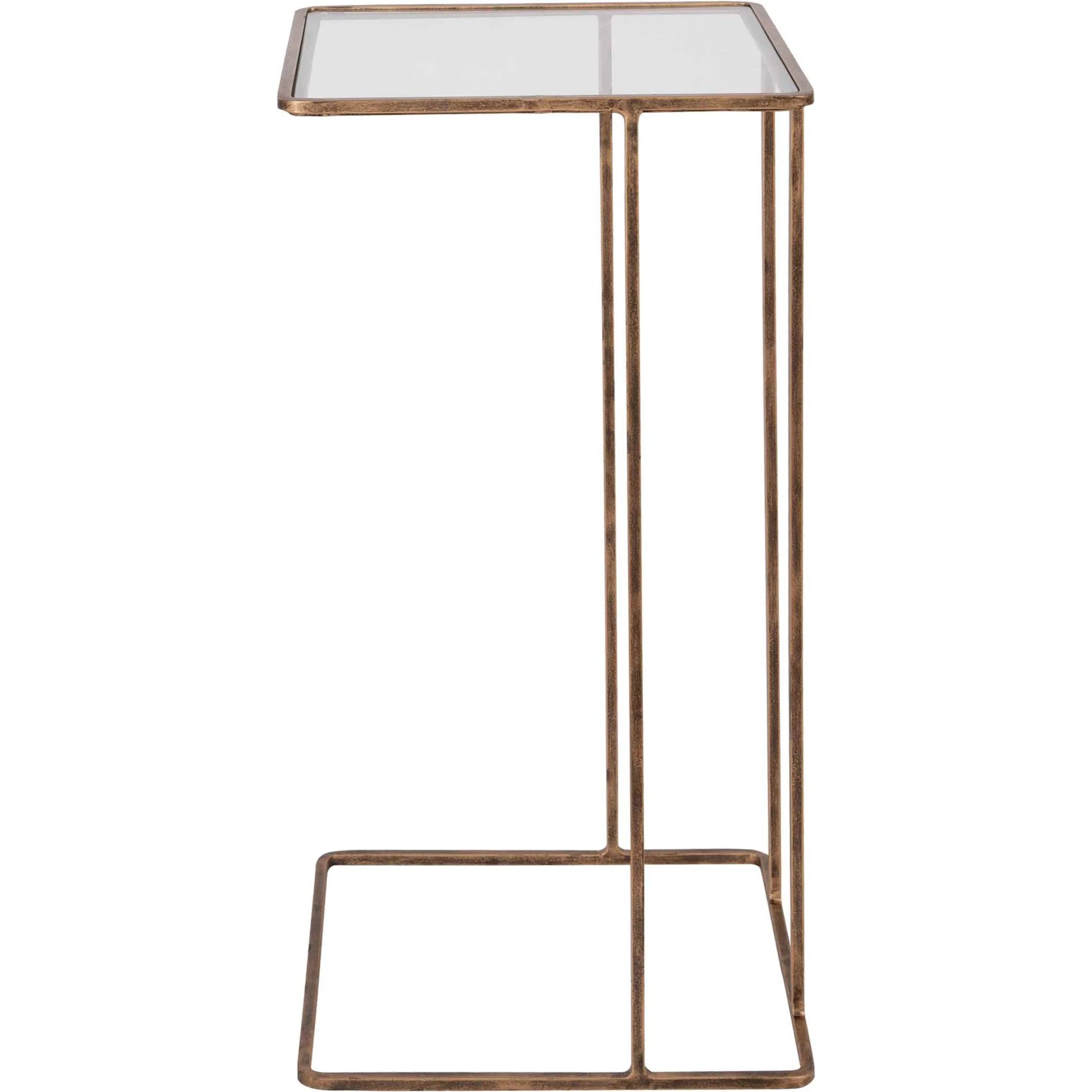 Cadmus Table by Uttermost in gold. Made from iron, glass in a modern style.