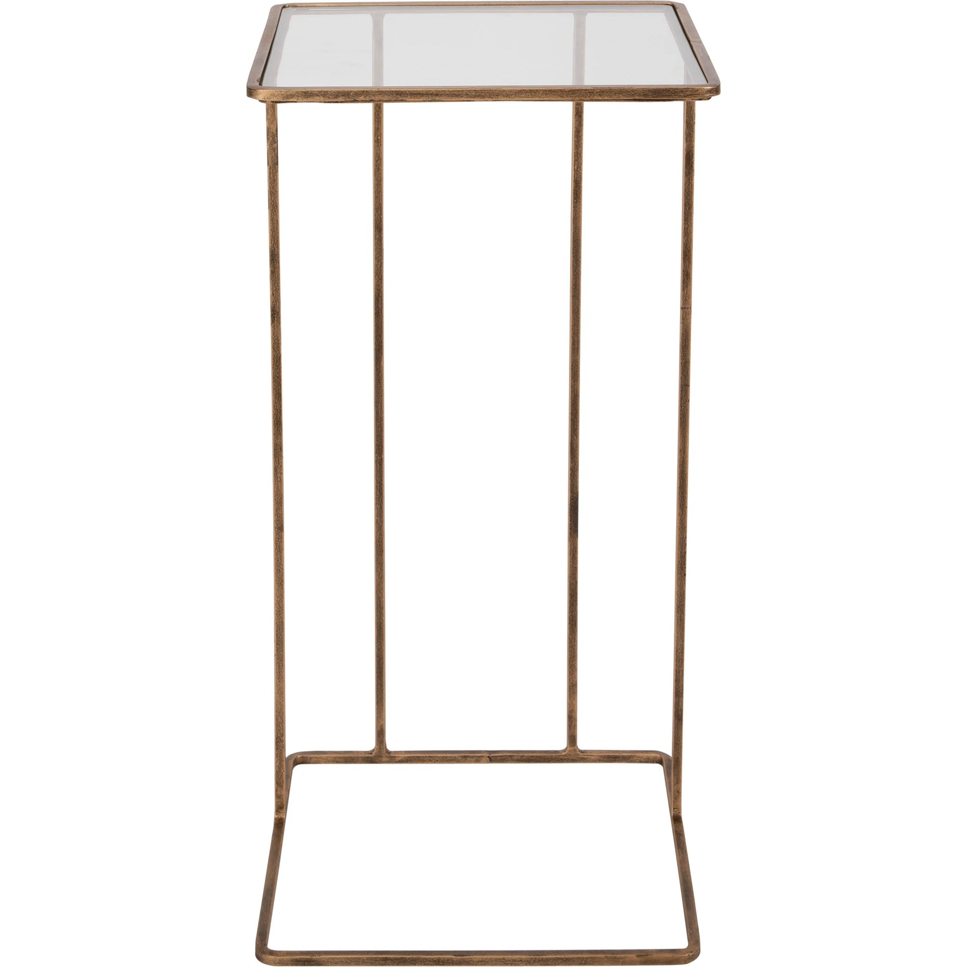 Cadmus Table by Uttermost in gold. Made from iron, glass in a modern style.