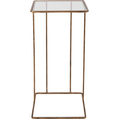 Cadmus Table by Uttermost in gold. Made from iron, glass in a modern style.