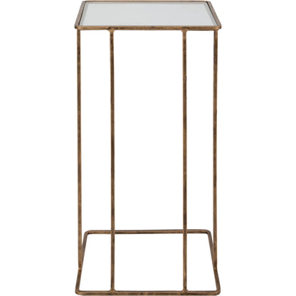 Cadmus Table by Uttermost in gold. Made from iron, glass in a modern style.
