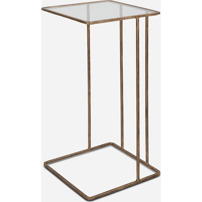 Cadmus Table by Uttermost in gold. Made from iron, glass in a modern style.