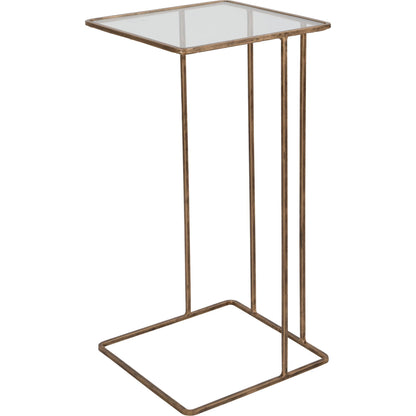 Cadmus Table by Uttermost in gold. Made from iron, glass in a modern style.