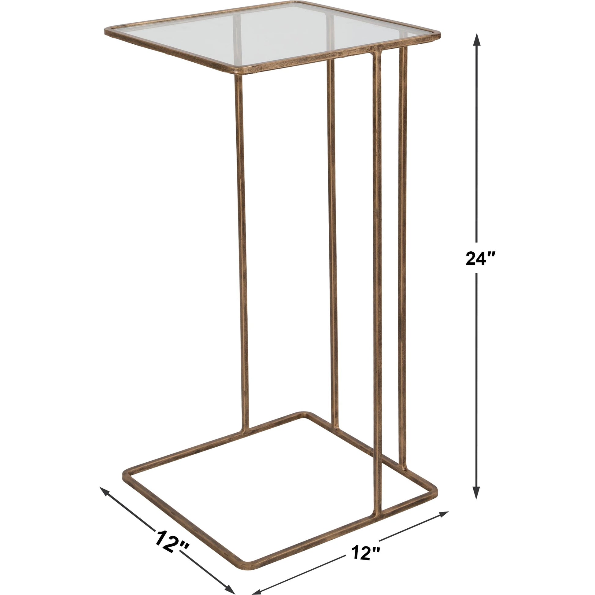 Cadmus Table by Uttermost in gold. Made from iron, glass in a modern style.