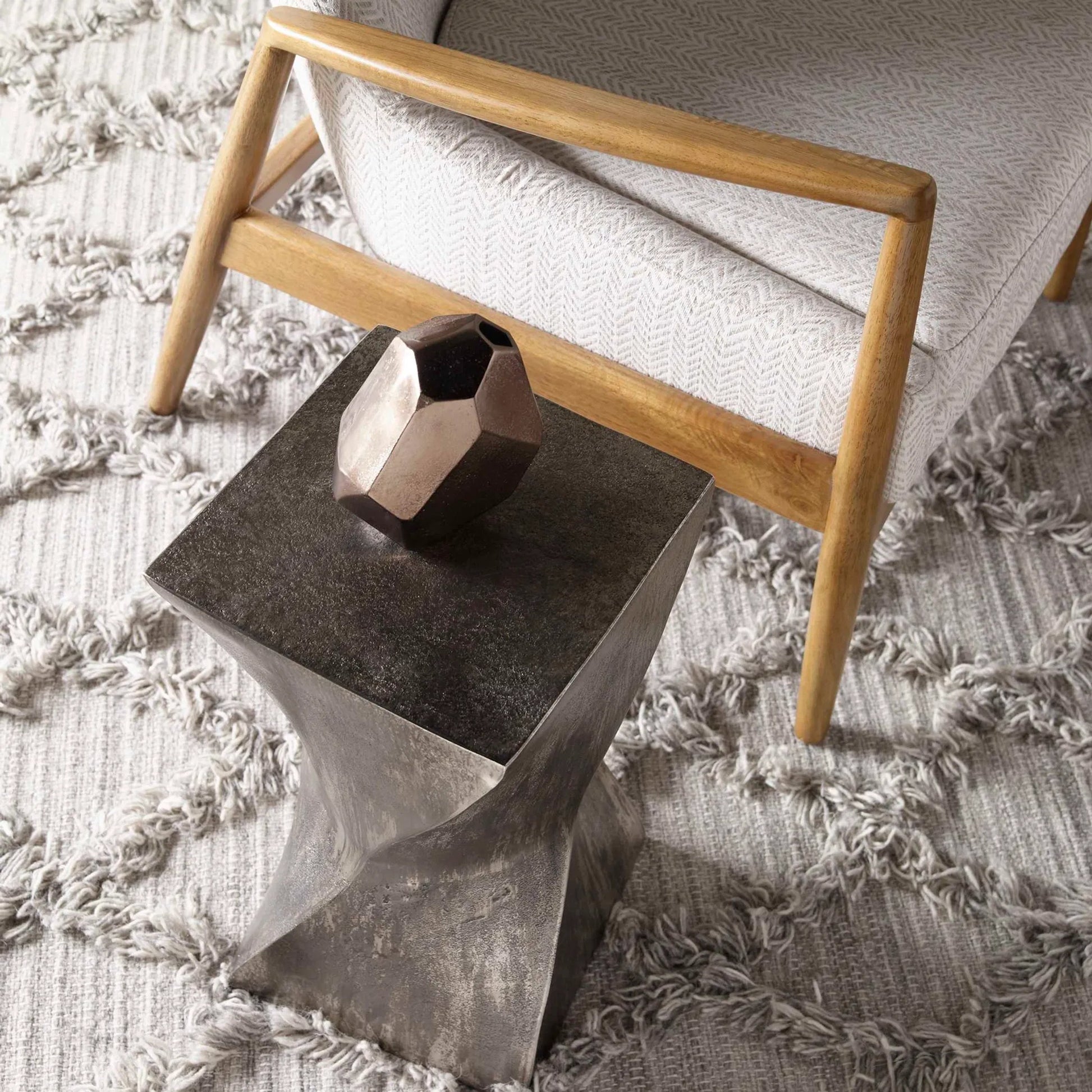 Euphrates Accent Table by Uttermost. Made from aluminum in a modern style.