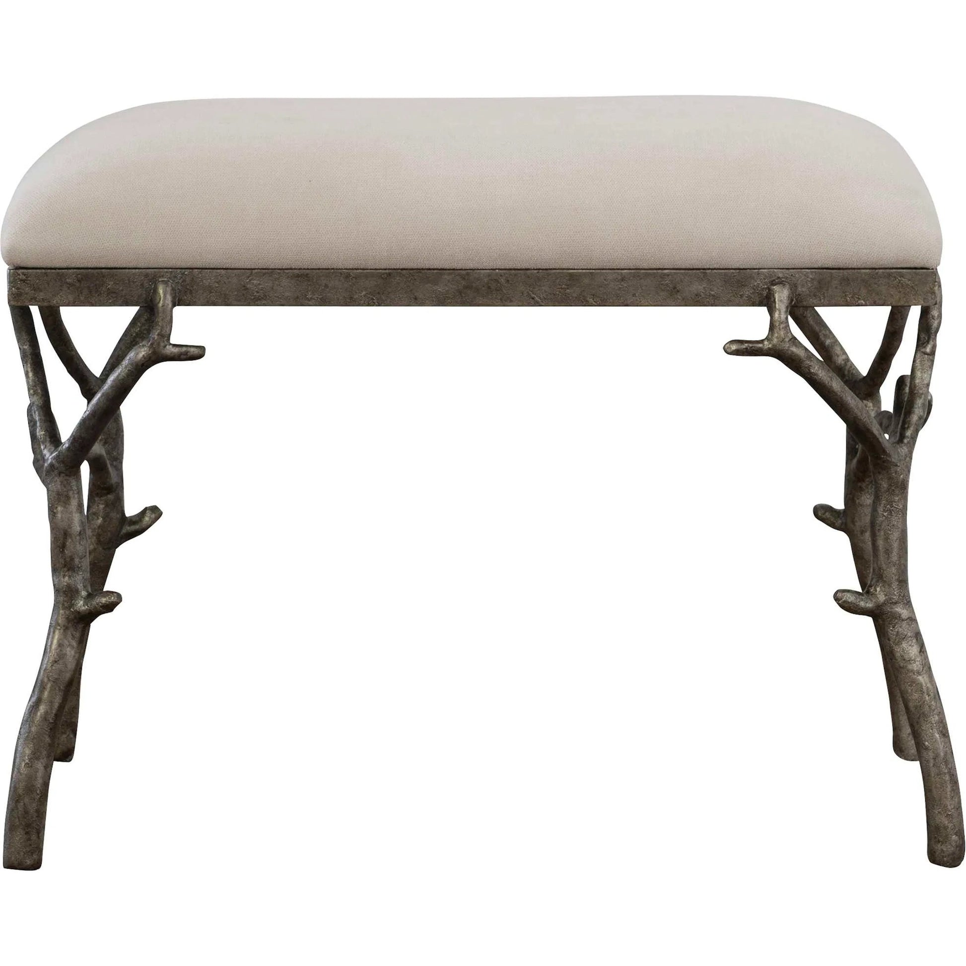 Lismore Fabric Bench by Uttermost. Made from iron, resin, linen, plywood in a rustic style.