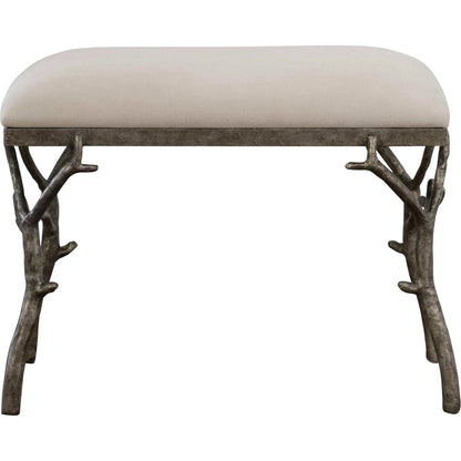 Lismore Fabric Bench by Uttermost. Made from iron, resin, linen, plywood in a rustic style.