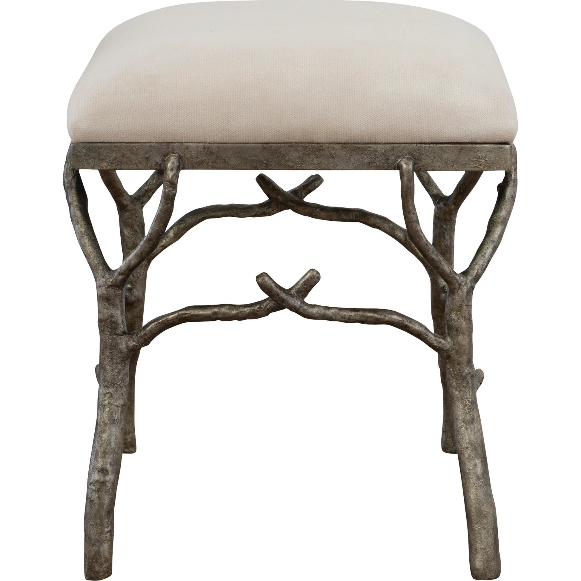 Lismore Fabric Bench by Uttermost. Made from iron, resin, linen, plywood in a rustic style.