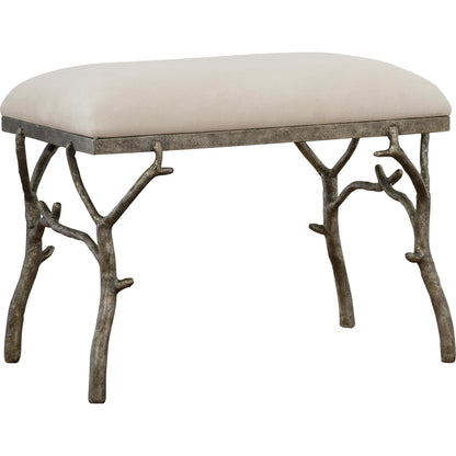 Lismore Fabric Bench by Uttermost. Made from iron, resin, linen, plywood in a rustic style.