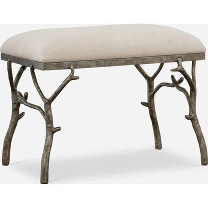 Lismore Fabric Bench by Uttermost. Made from iron, resin, linen, plywood in a rustic style.