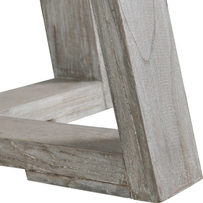 Gidran Dining Table by Uttermost in gray. Made from elm, oak, oak veneer, plywood, iron in a coastal style.