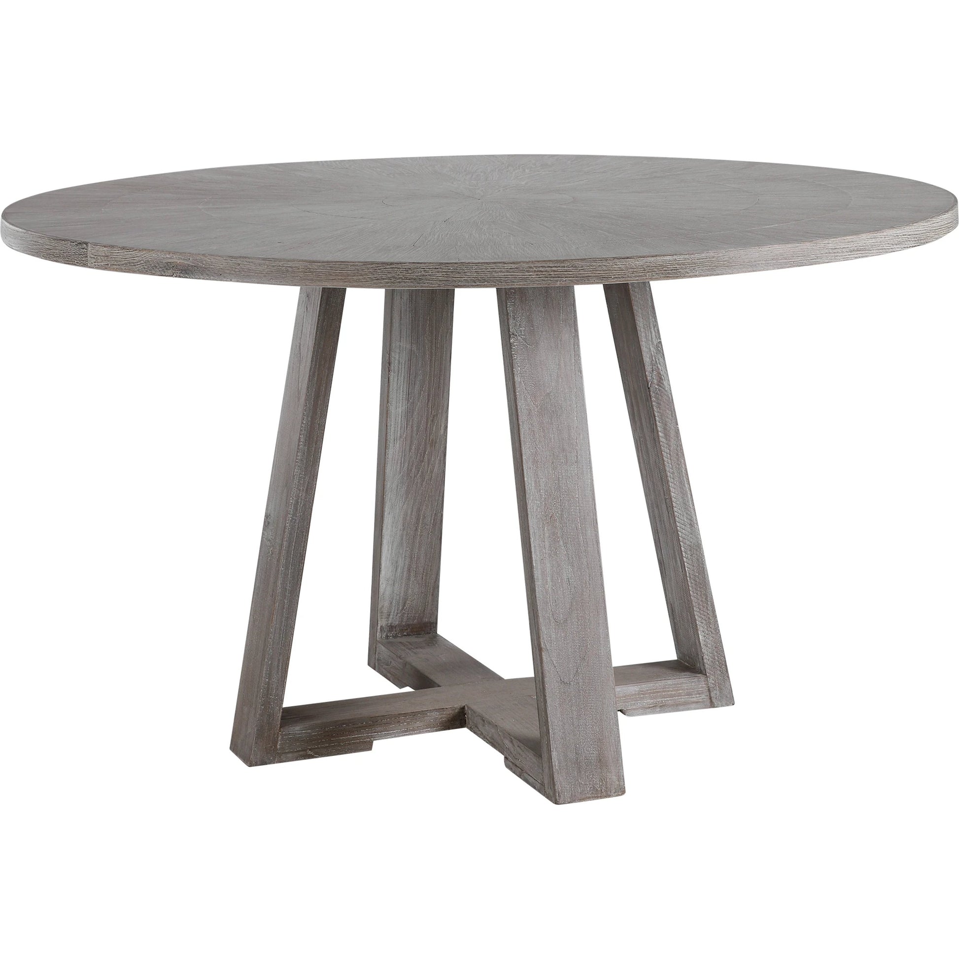 Gidran Dining Table by Uttermost in gray. Made from elm, oak, oak veneer, plywood, iron in a coastal style.