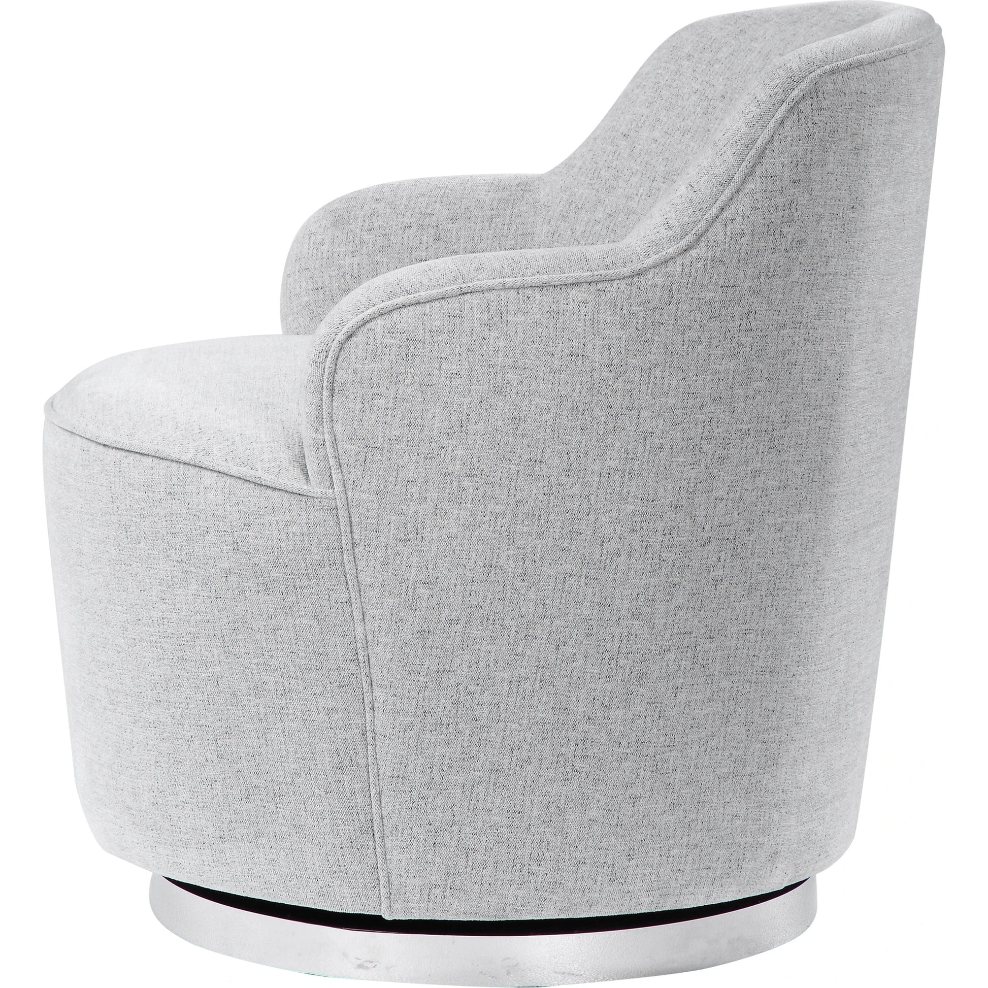 Hobart Casual Swivel Chair by Uttermost. Made from plywood, stainless steel, fabric, foam in a modern style.