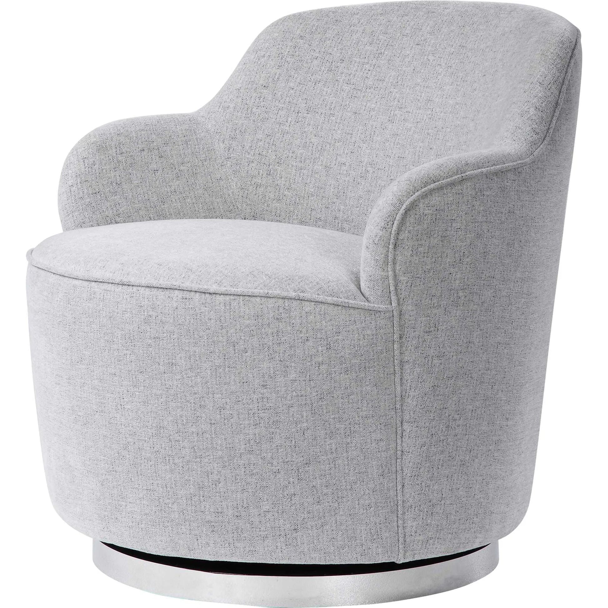 Hobart Casual Swivel Chair by Uttermost. Made from plywood, stainless steel, fabric, foam in a modern style.