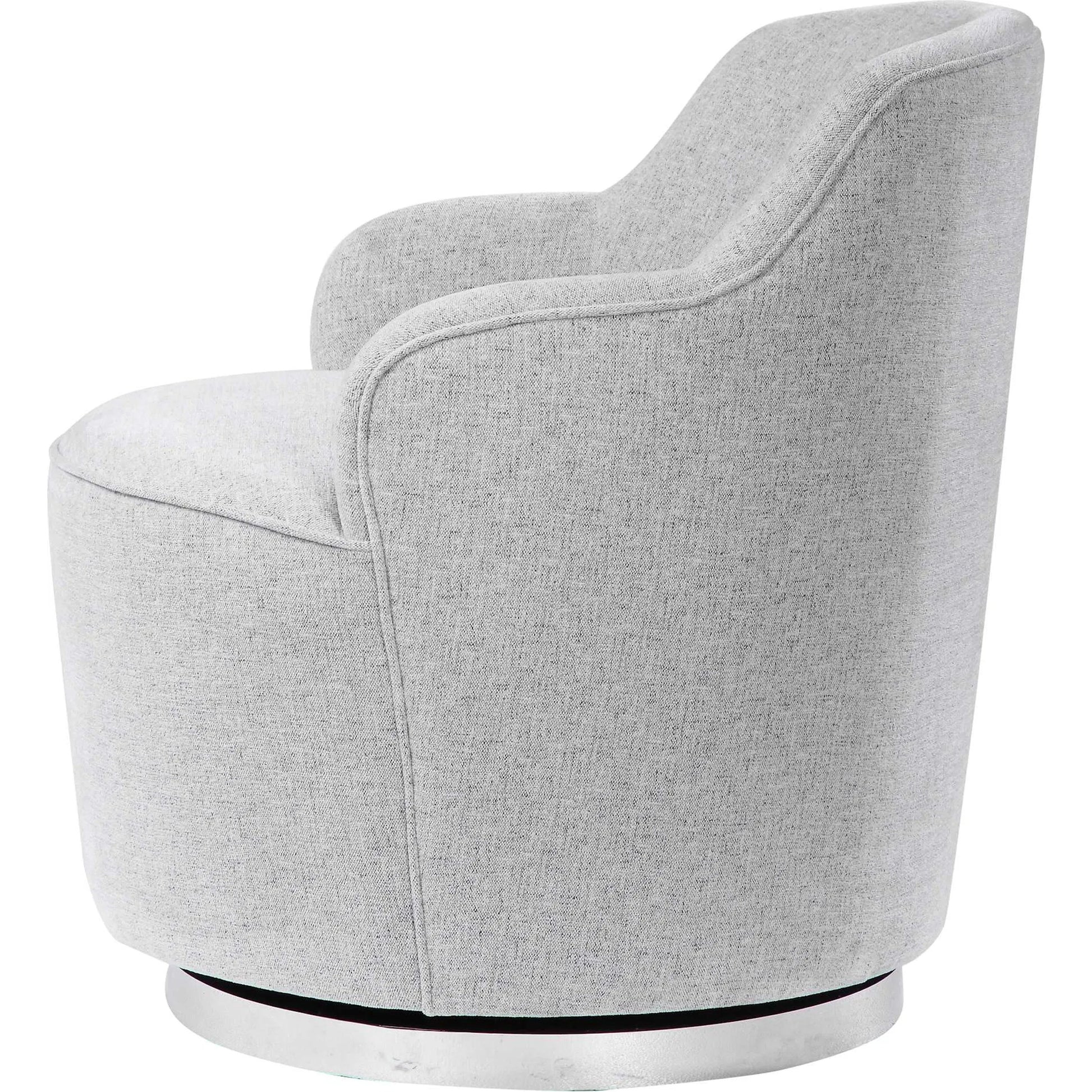Hobart Casual Swivel Chair by Uttermost. Made from plywood, stainless steel, fabric, foam in a modern style.