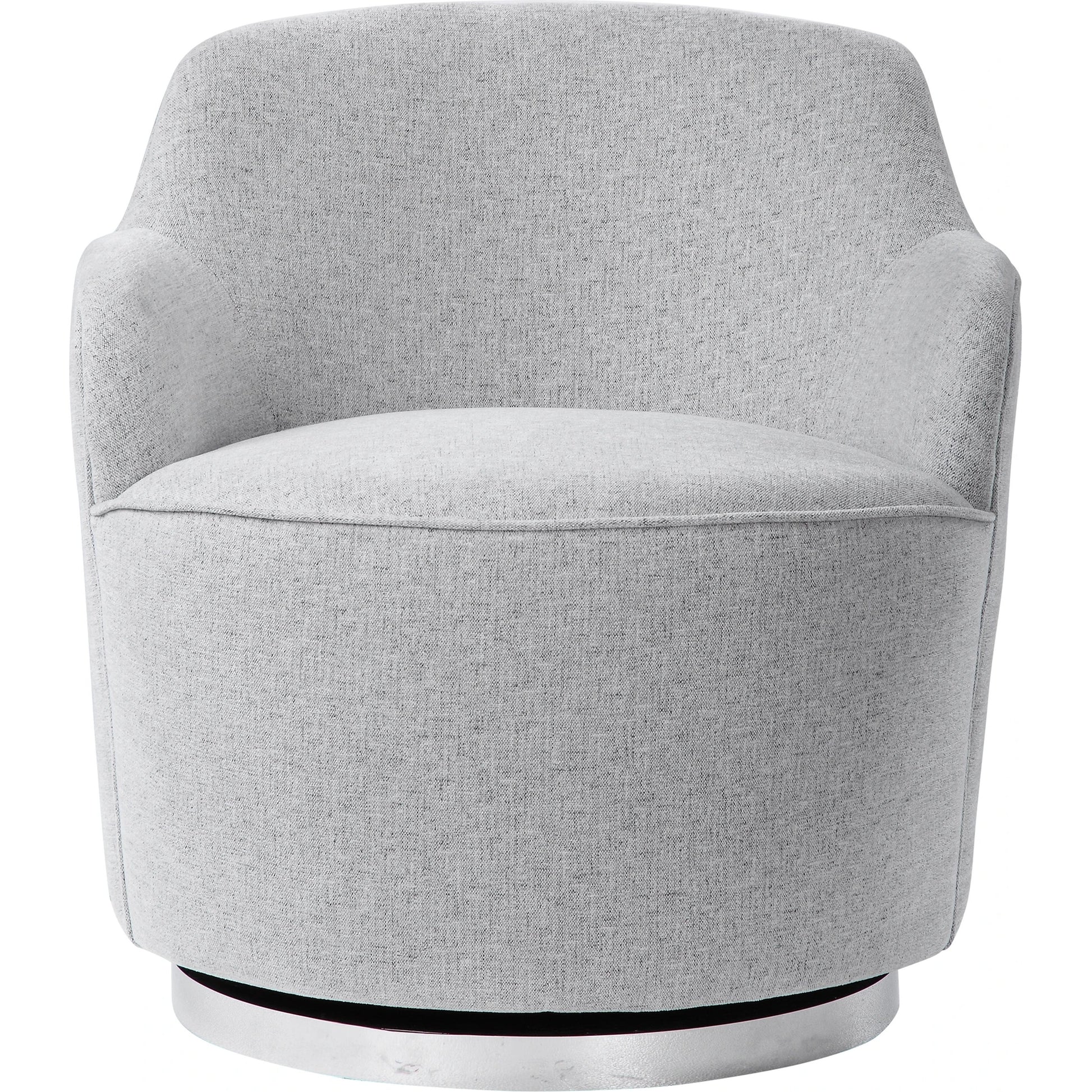Hobart Casual Swivel Chair by Uttermost. Made from plywood, stainless steel, fabric, foam in a modern style.